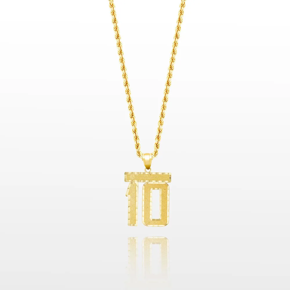 10k Gold Jersey Number Pendant