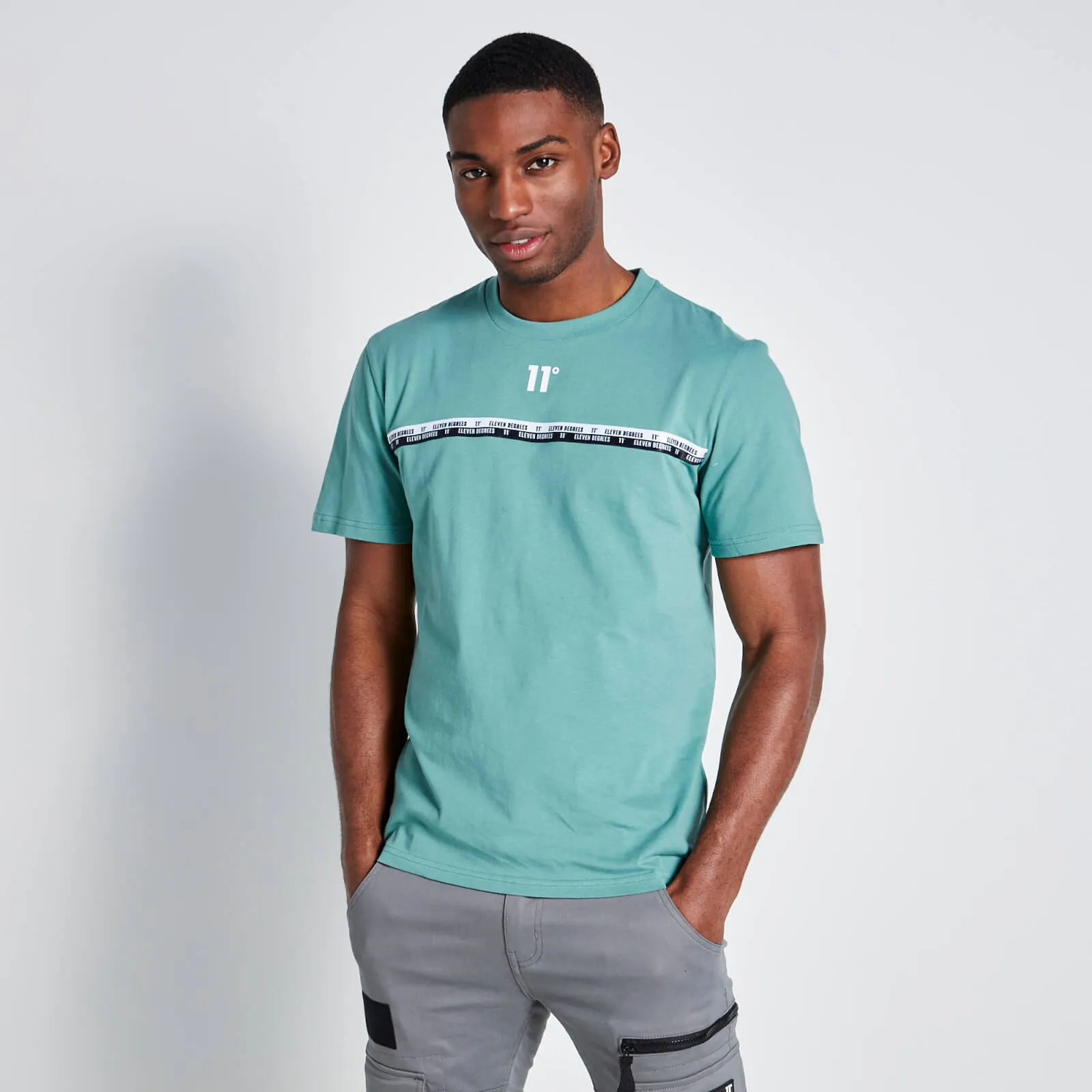 11 Degrees Washed Green Chest Taped T-Shirt $34.99