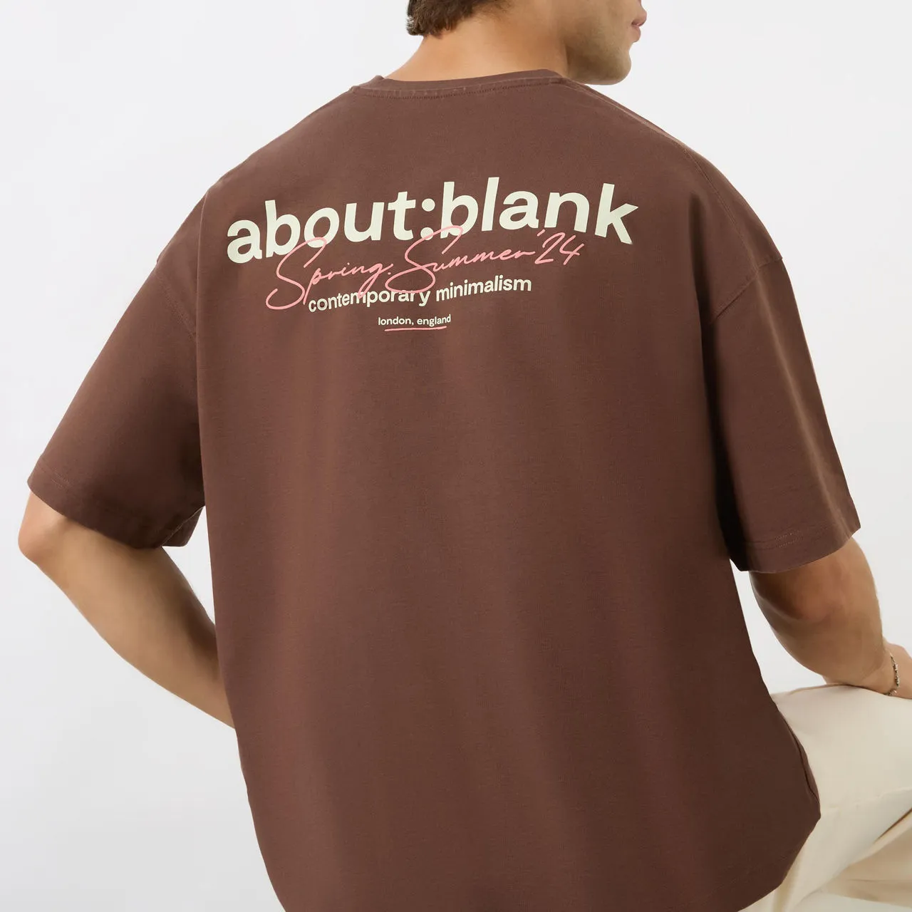 Brown Pink Signature Logo T-Shirt ABOUT:BLANK