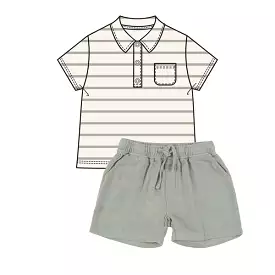 Angel Dear Desert Sage Muslin Short and Polo Shirt Set