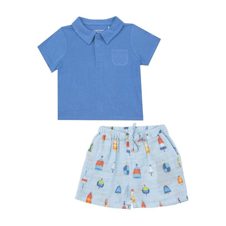 Angel Dear Muslin Short and Polo Shirt Set