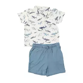 Angel Dear Sharks Polo Shirt and Short Set