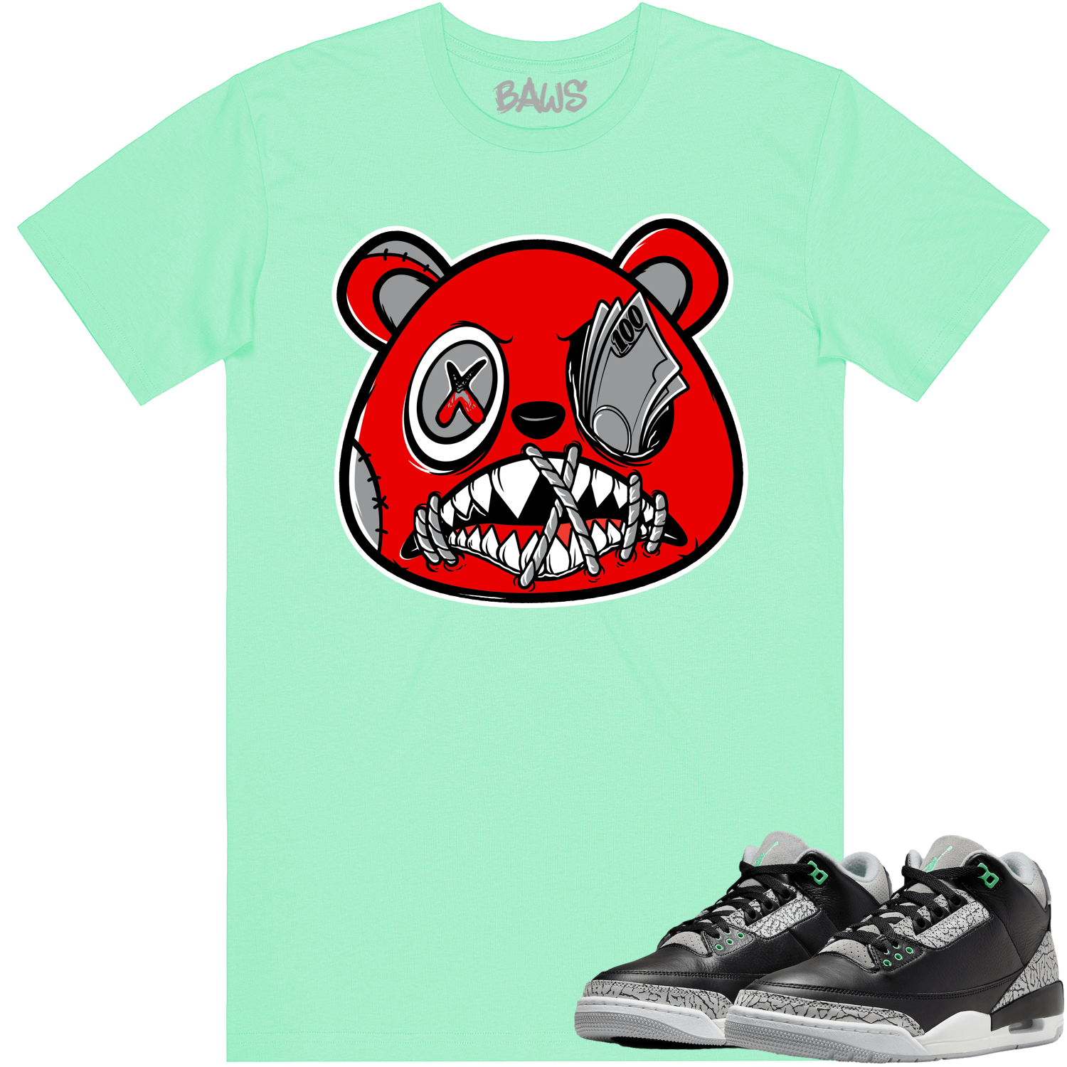 Angry Money Talks Baws Shirt - Green Glow 3s Jordan 3 Matching Shirt | Get It Now!