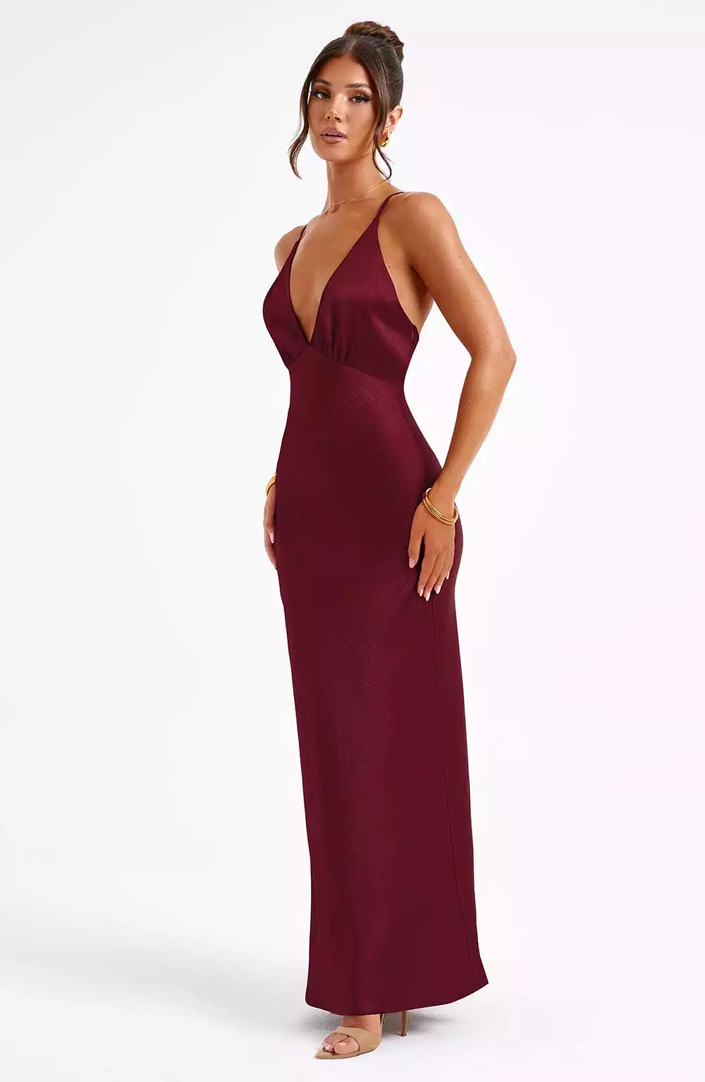 Anja Maxi Dress - Burgundy - Shop Now