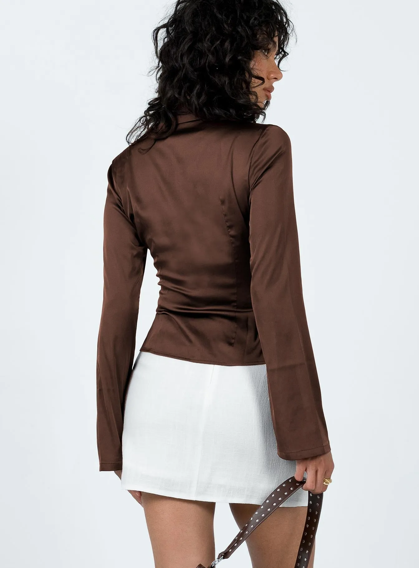 Chocolate Brown Anni Satin Shirt