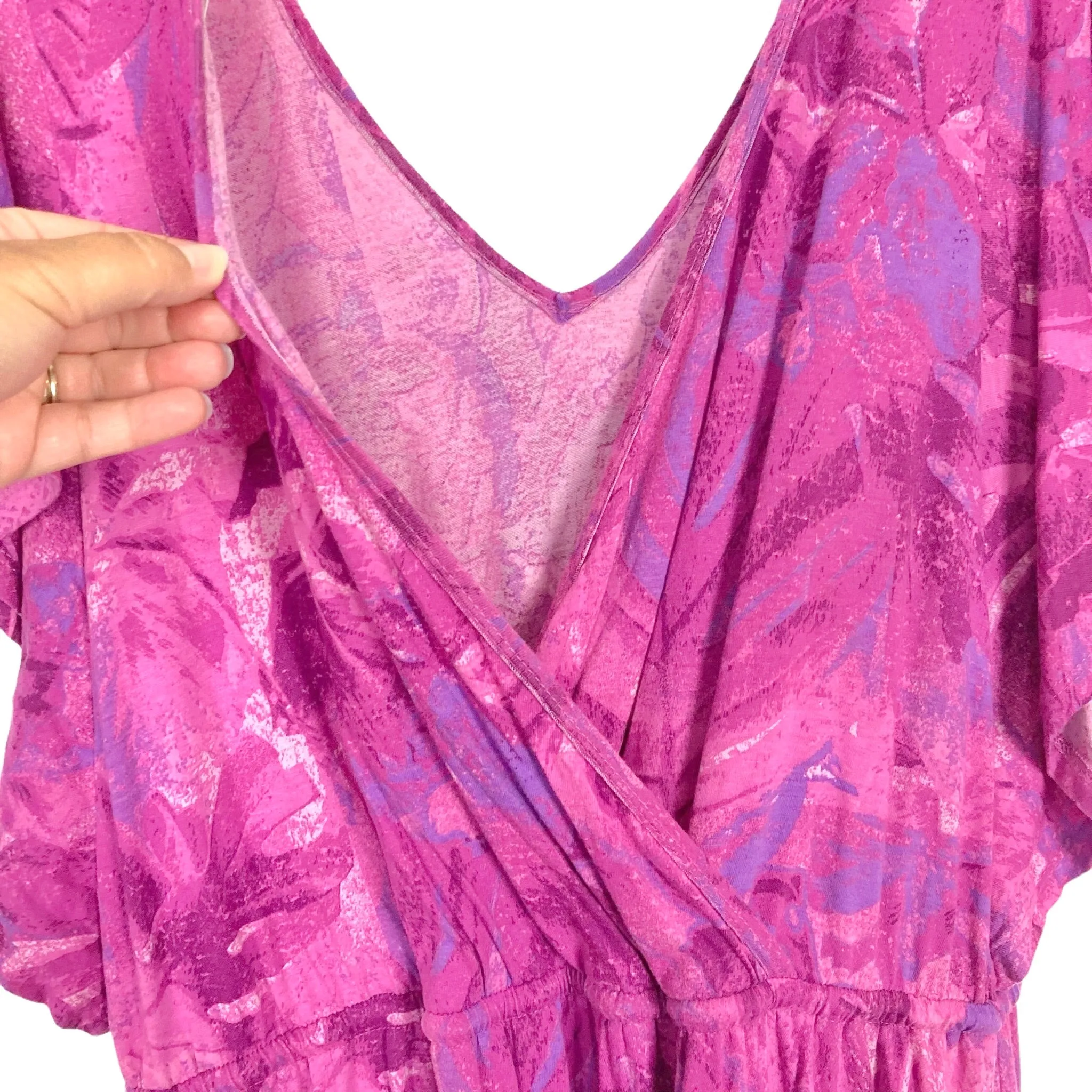 Anthropologie Daily Practice Fuchsia Tie Back Drawstring Waist Dress Size L