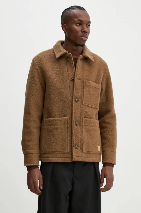 A.P.C. brown patch wool jacket veste emile