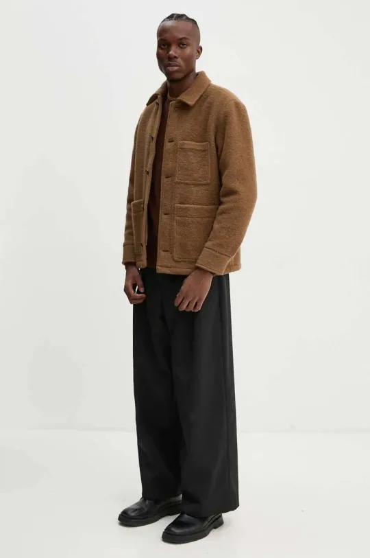 A.P.C. brown patch wool jacket veste emile