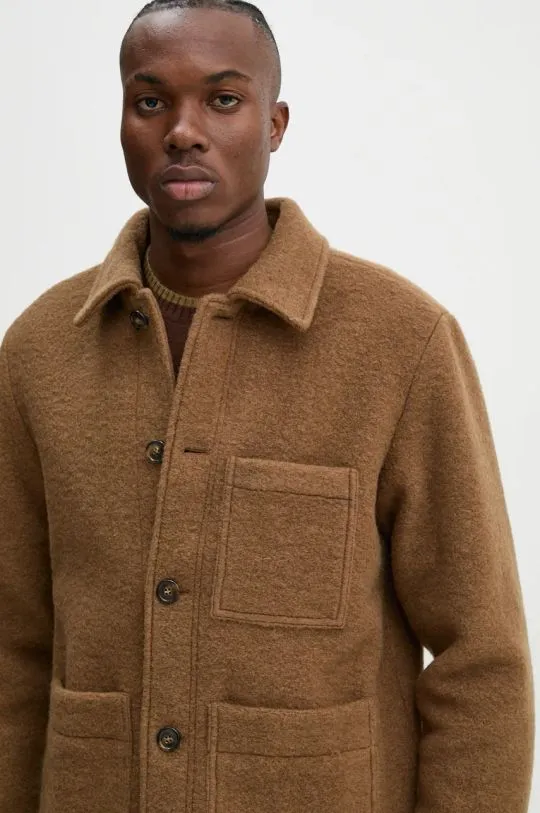 A.P.C. brown patch wool jacket veste emile