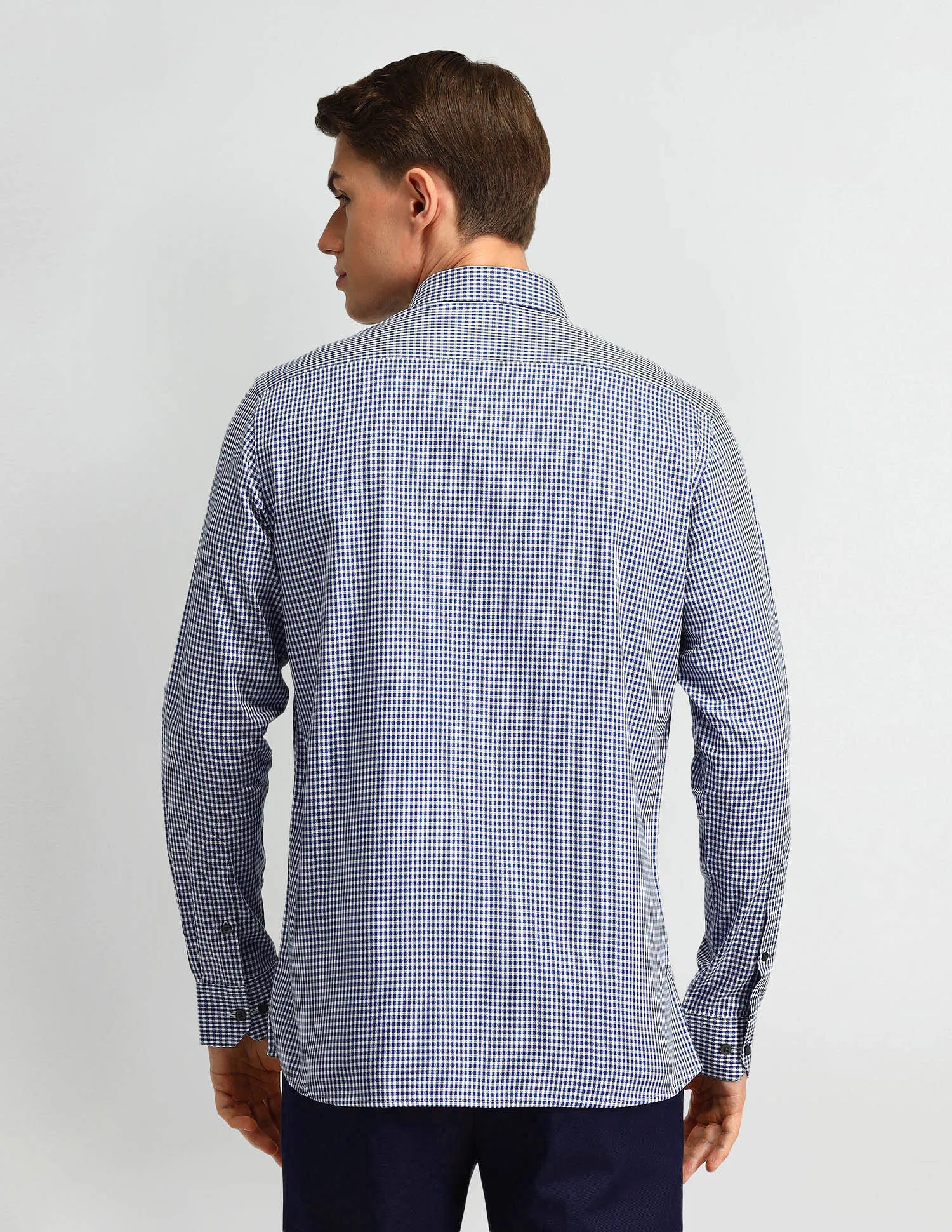 Arrow Gingham Pattern Cotton Shirt