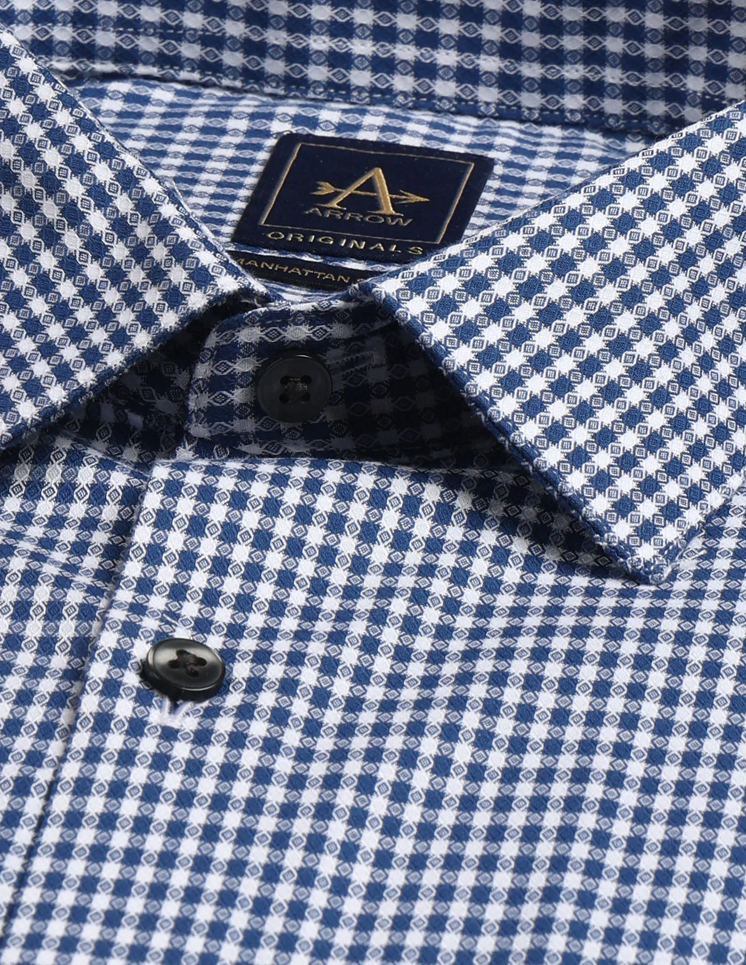 Arrow Gingham Pattern Cotton Shirt