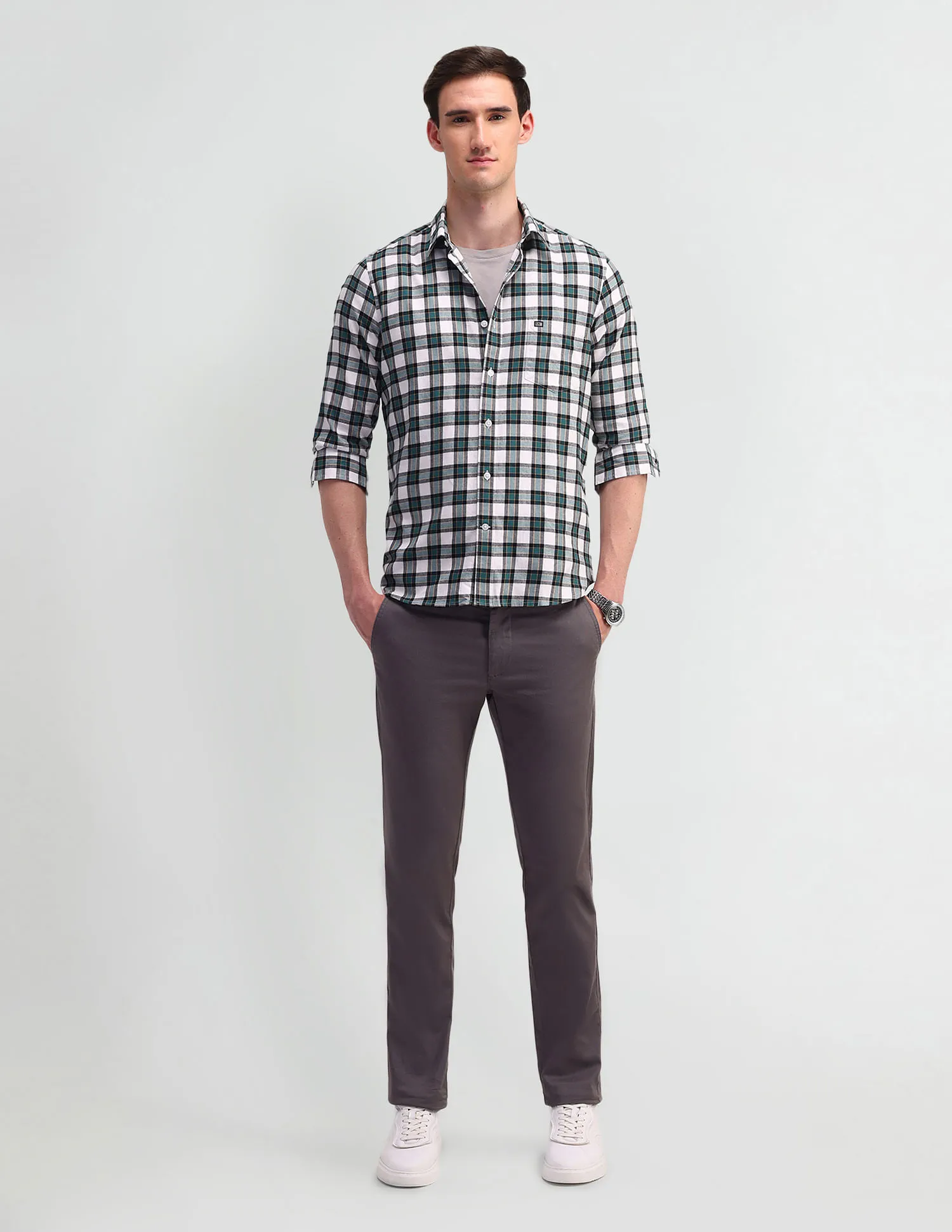 Arrow Sport Gingham Checks Cotton Shirt: Arrow Shirt Gingham Checks Cotton Clothing.