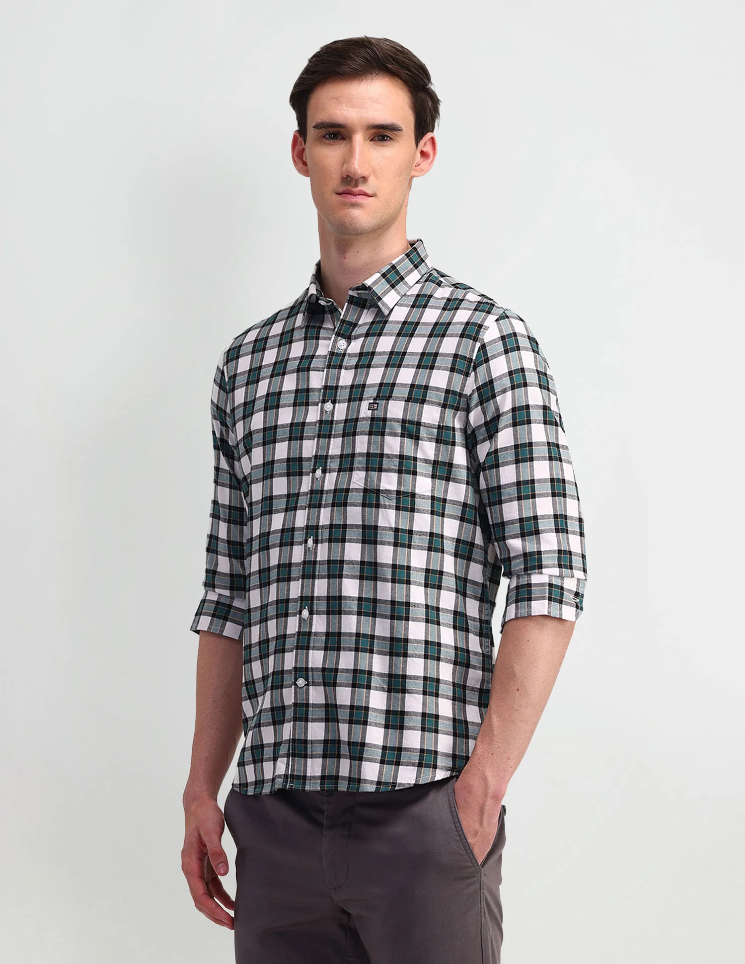 Arrow Sport Gingham Checks Cotton Shirt: Arrow Shirt Gingham Checks Cotton Clothing.