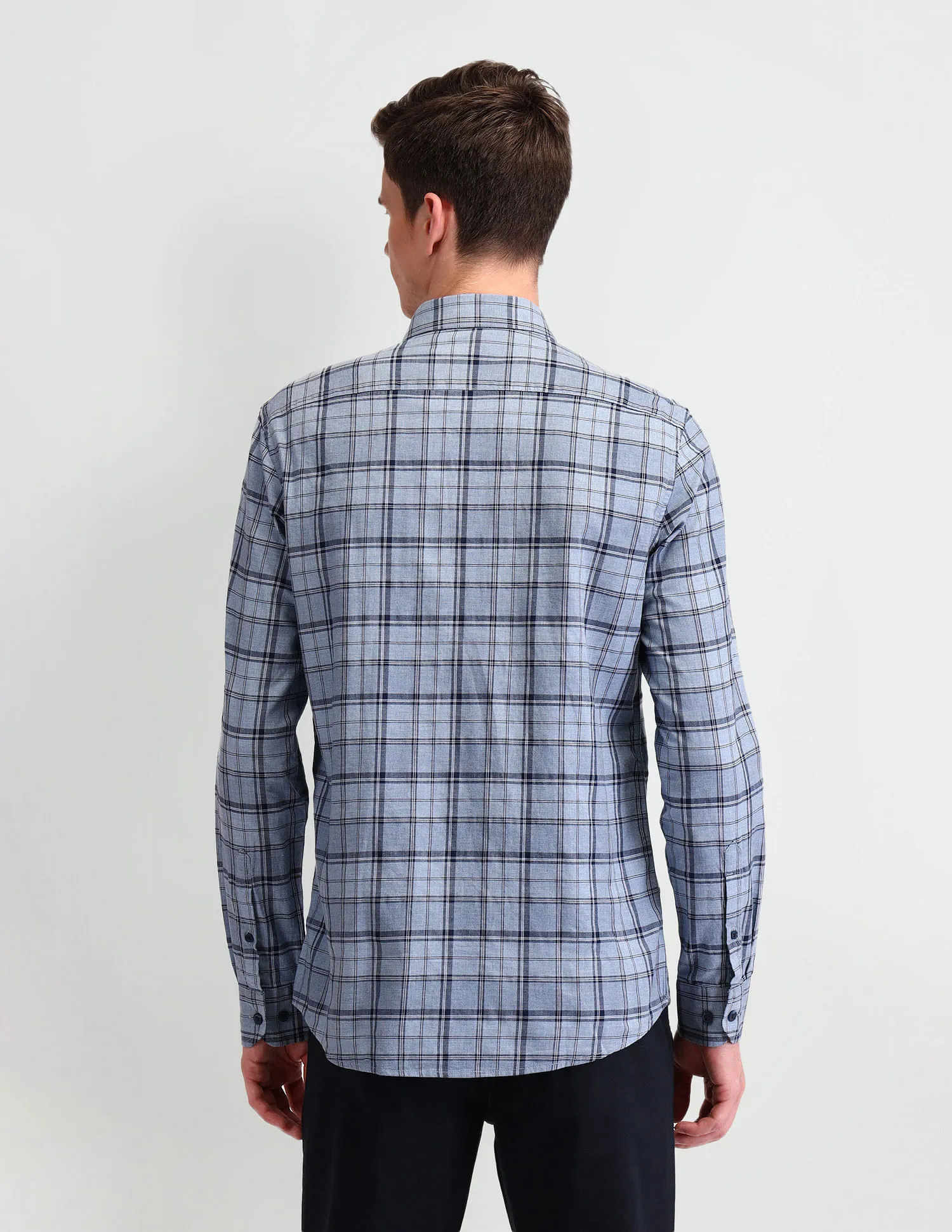 Arrow Sport Grid Tattersall Checks Cotton Shirt - Arrow Grid Checked Cotton Shirt