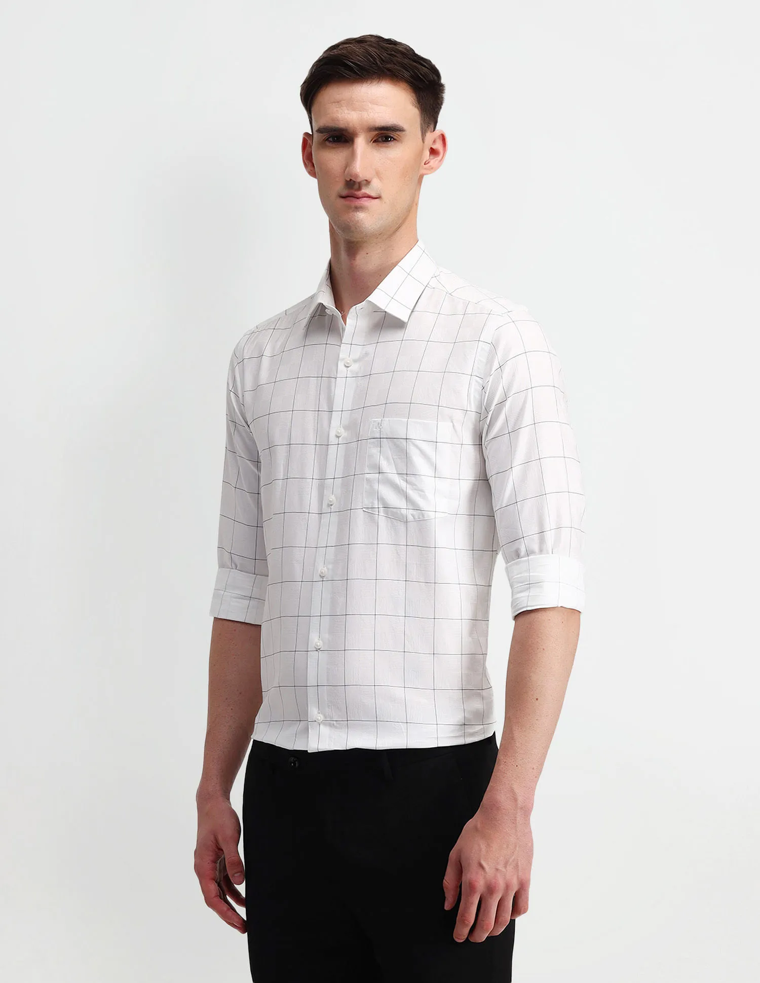 Arrow Slim Fit Shirt: Windowpane Checks Manhattan Style