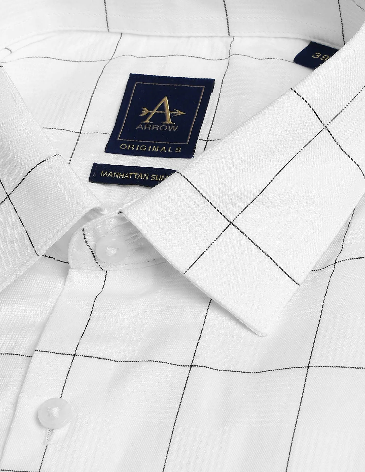 Arrow Slim Fit Shirt: Windowpane Checks Manhattan Style