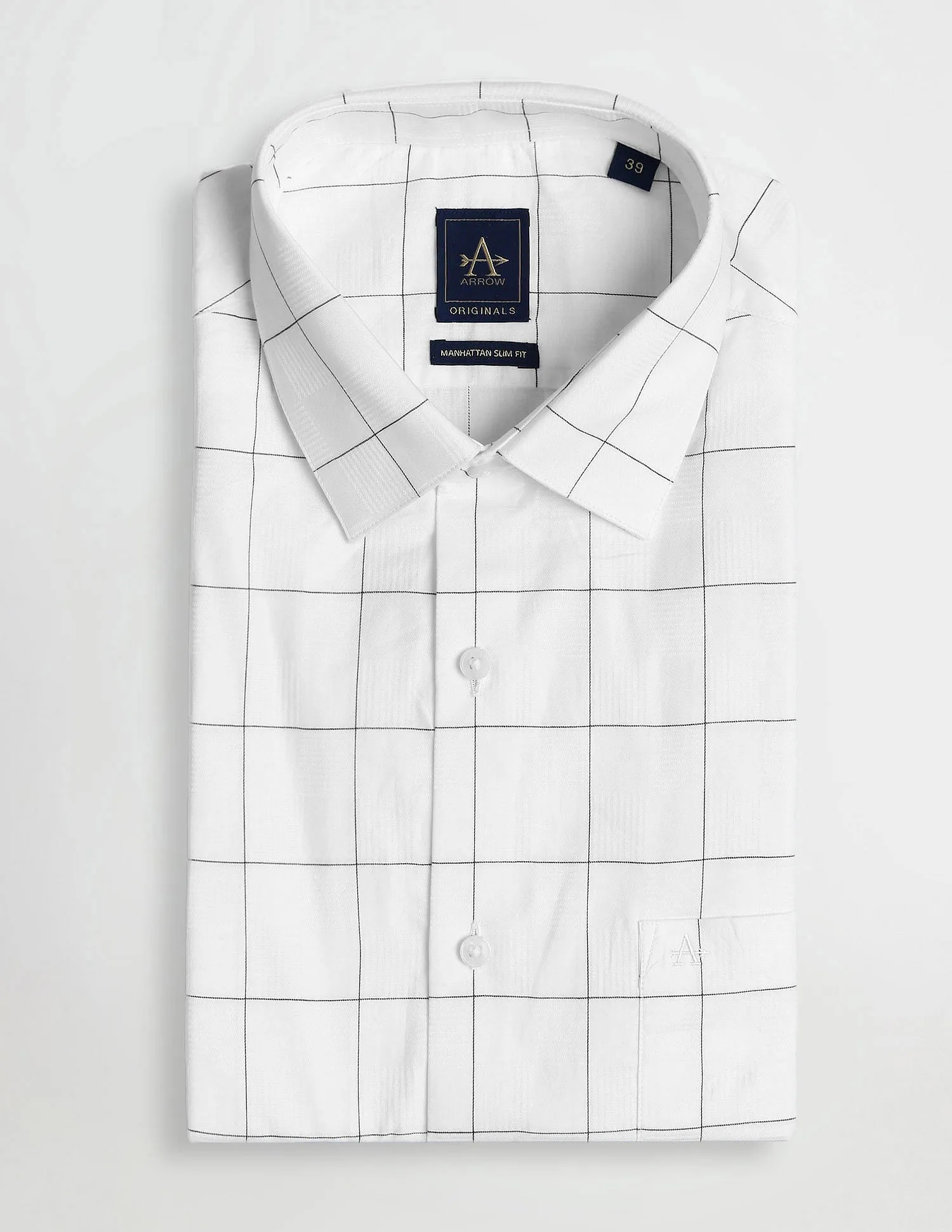 Arrow Slim Fit Shirt: Windowpane Checks Manhattan Style