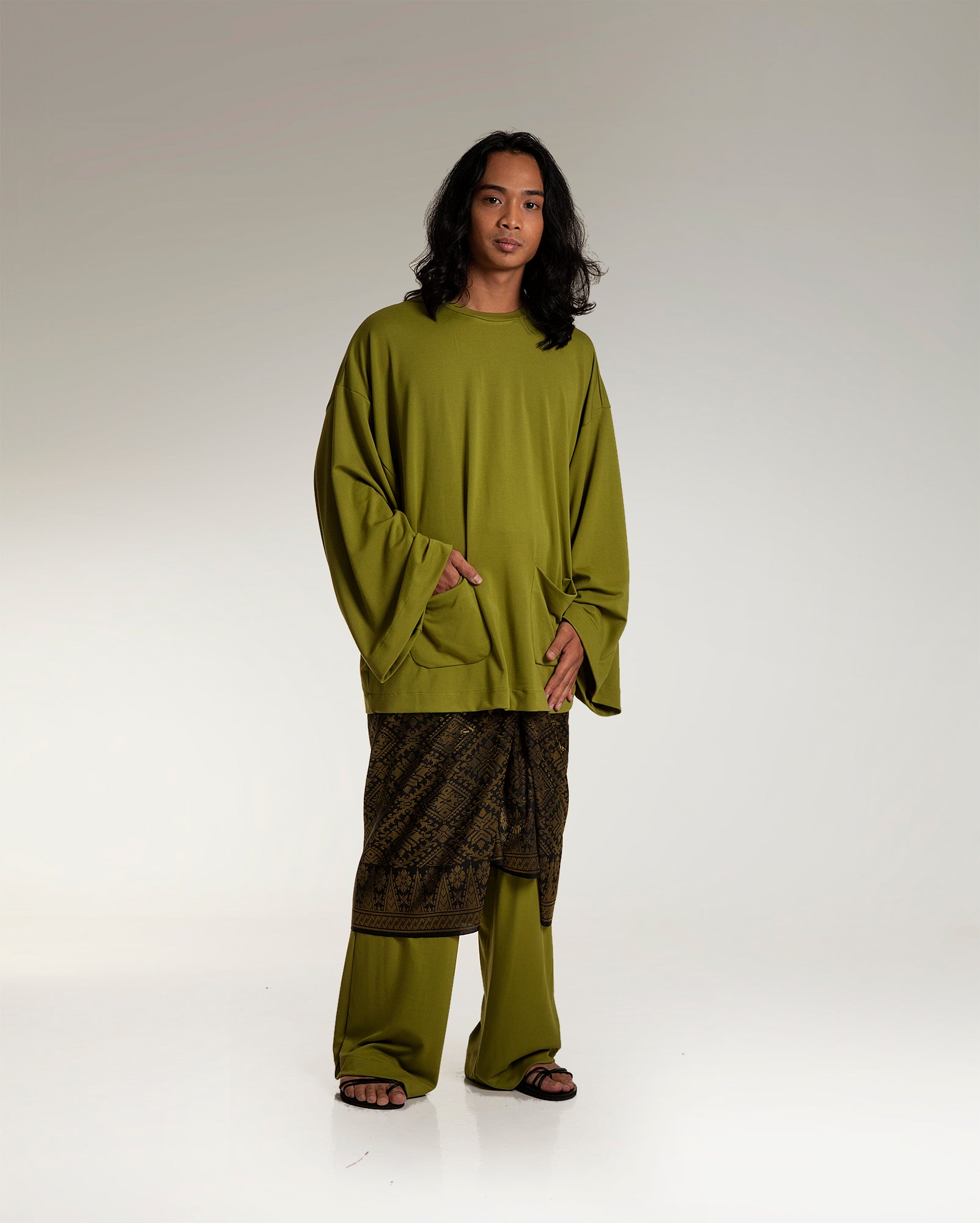 Baju Melayu Tidur (Olive Jersey) - Sleepwear Baju Melayu in Olive Jersey