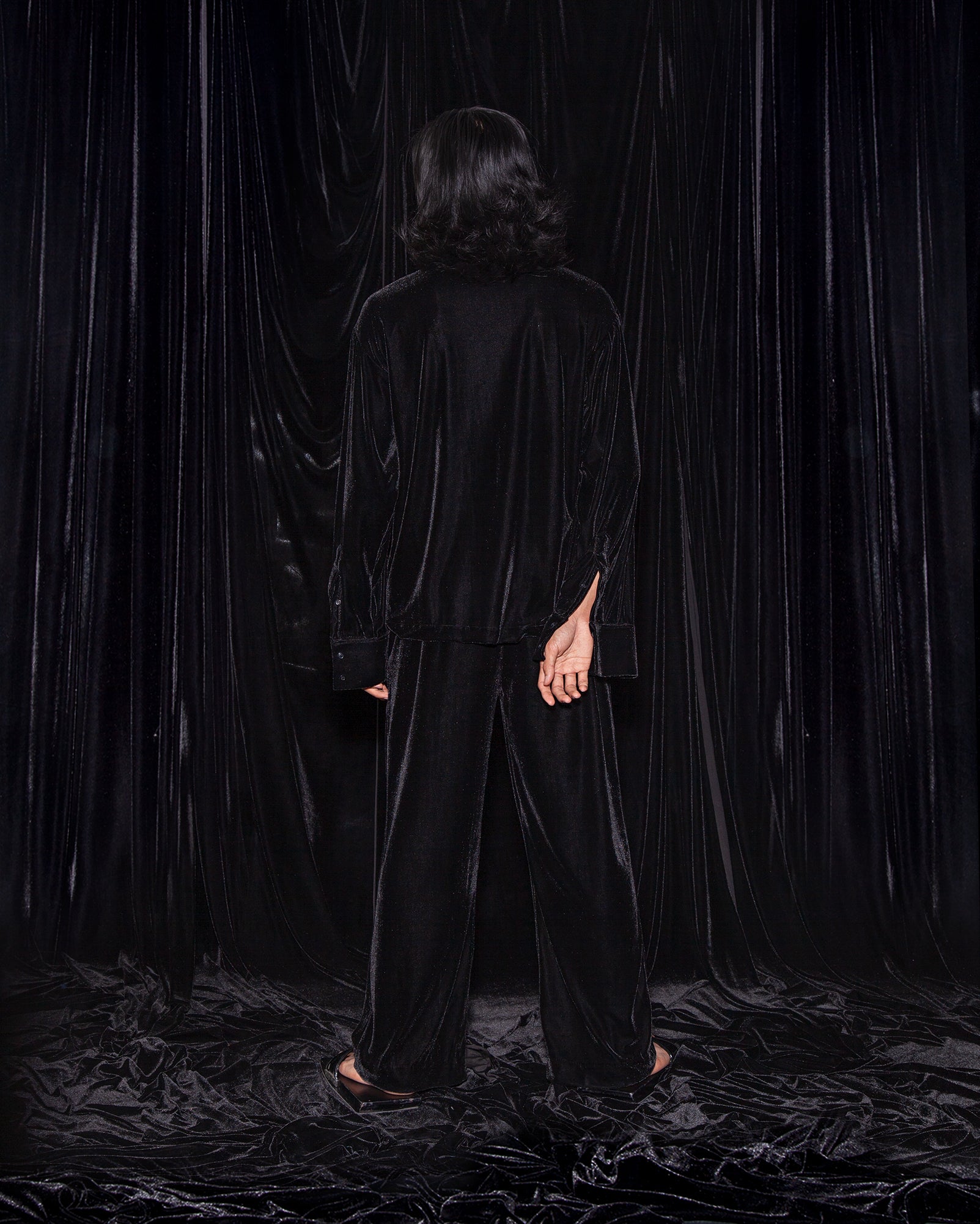 Baldu Black Velvet Shirt Pants.