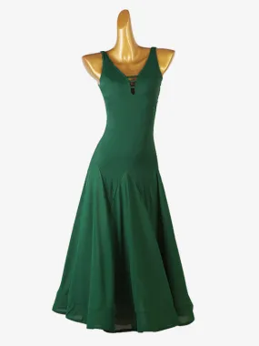 Green Lycra Spandex Ballroom Dance Dress Women's Costume Dancewear