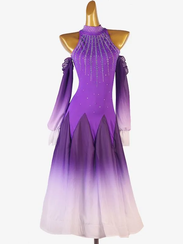 Purple Women's Ballroom Dance Lycra Spandex Dress - Dancing Wear