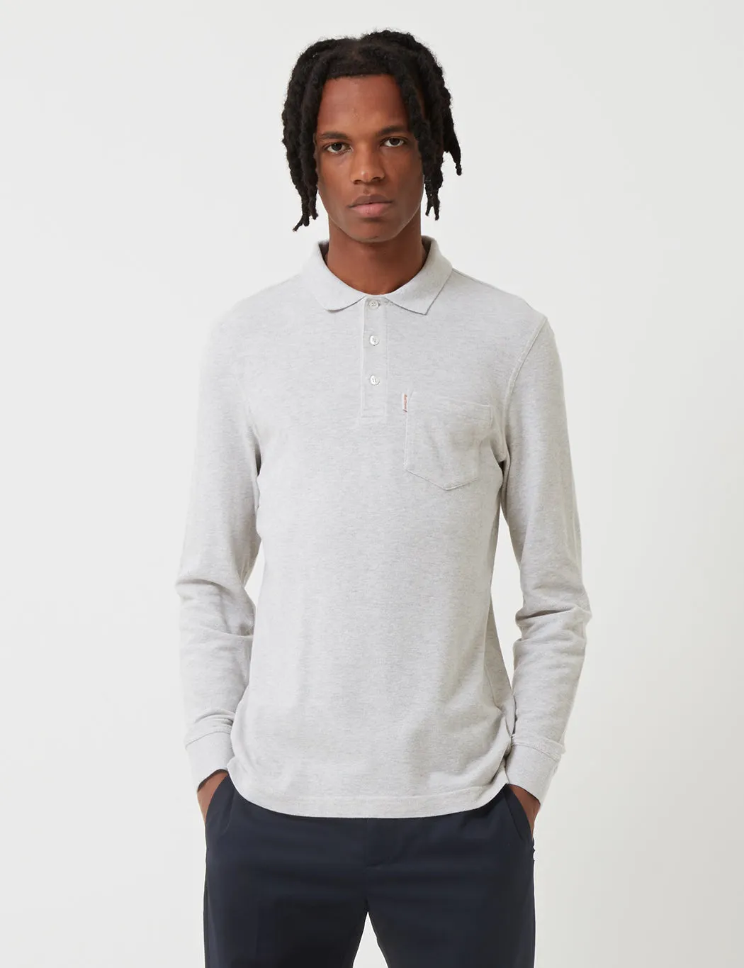 Barbour Cerwin Long Sleeve Polo Shirt in Ecru Marl