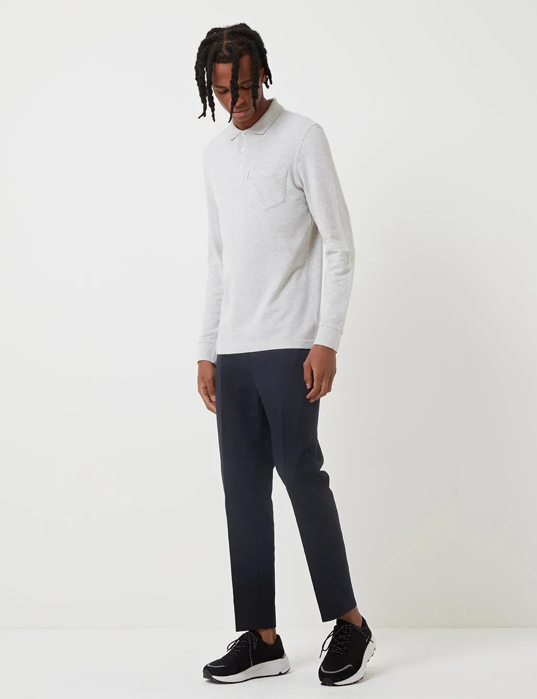 Barbour Cerwin Long Sleeve Polo Shirt in Ecru Marl