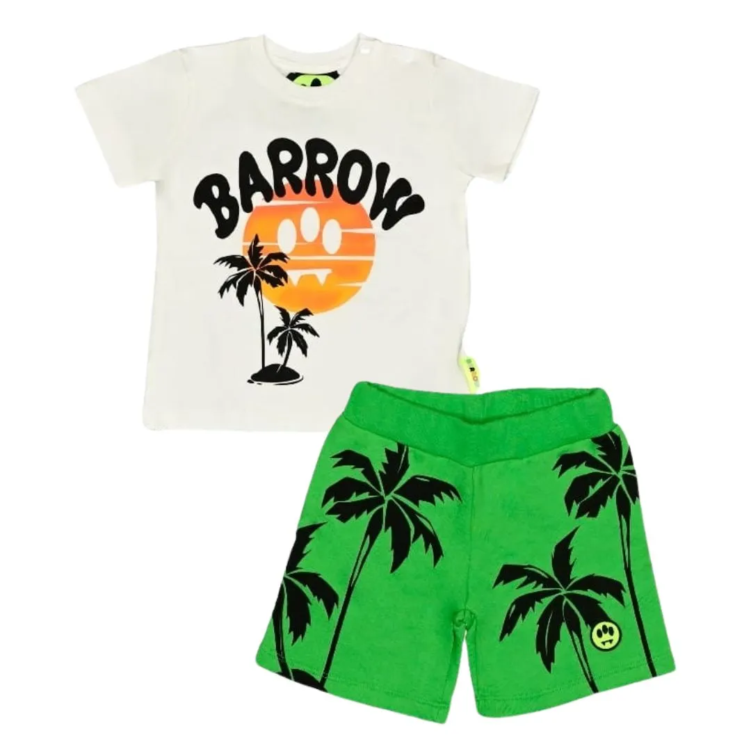 Palm Trees White & Green T-Shirt And Shorts Set by Barrow