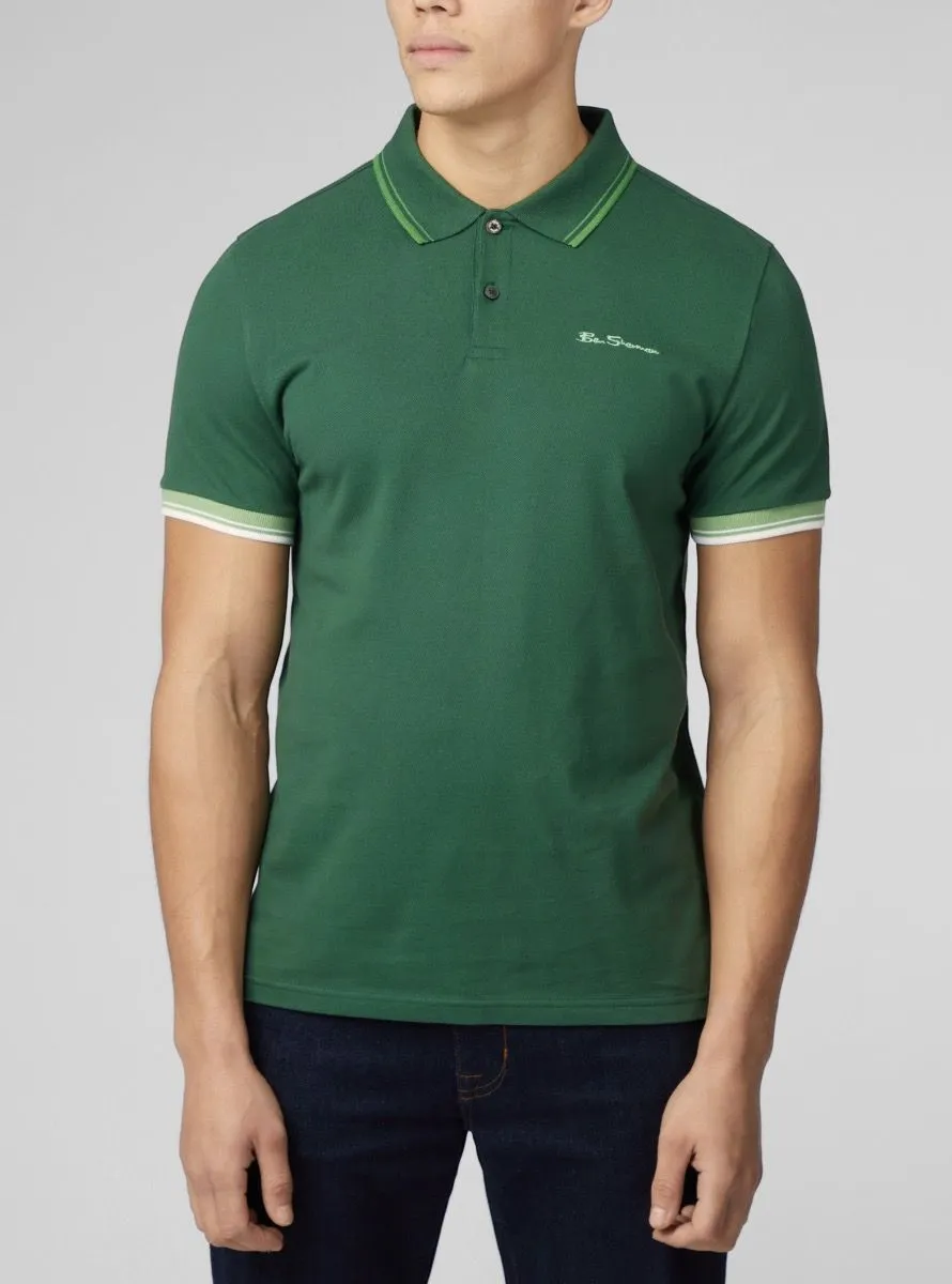 Ben Sherman Green Casual Polo Shirt with Short Sleeves