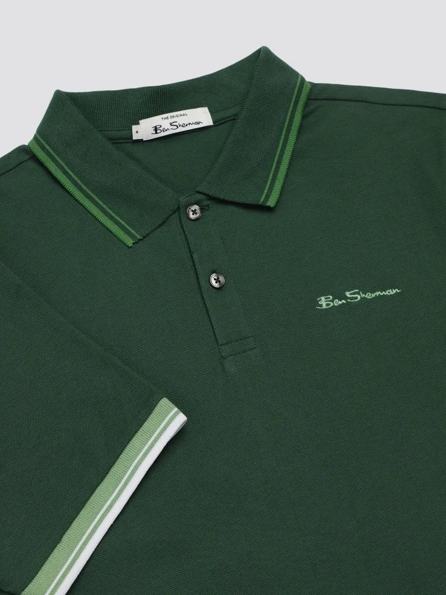 Ben Sherman Green Casual Polo Shirt with Short Sleeves