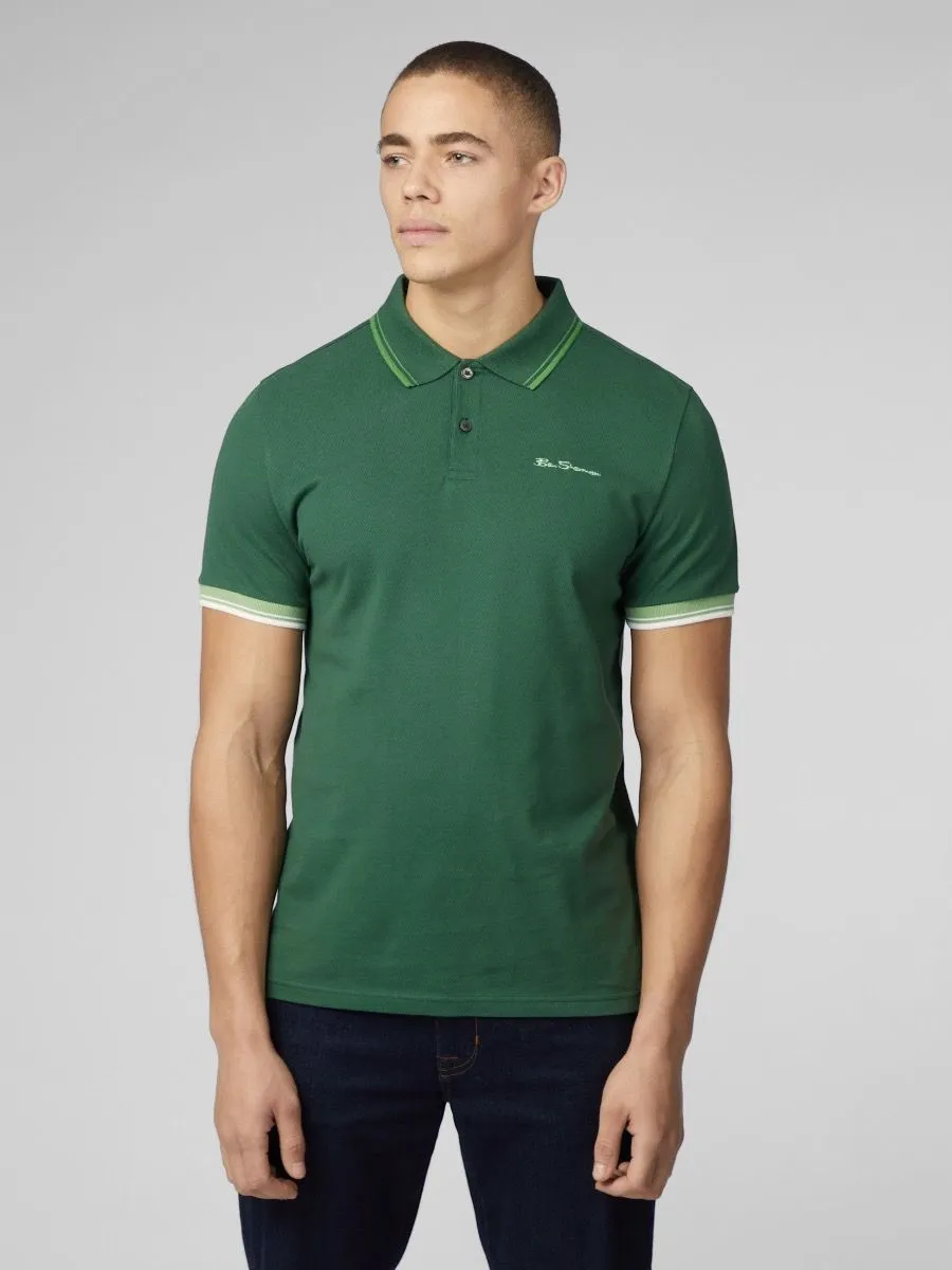 Ben Sherman Green Casual Polo Shirt with Short Sleeves