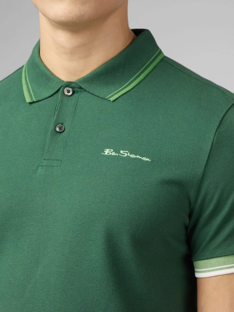 Ben Sherman Green Casual Polo Shirt with Short Sleeves