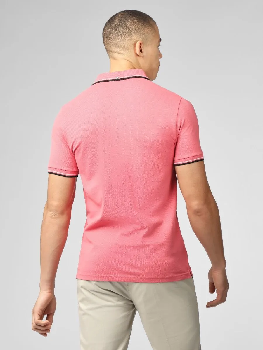 Ben Sherman New Dark Pink Casual Polo Shirt with Short Sleeves