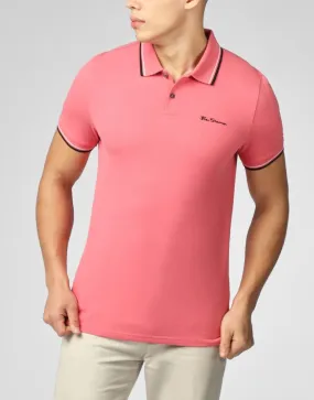 Ben Sherman New Dark Pink Casual Polo Shirt with Short Sleeves