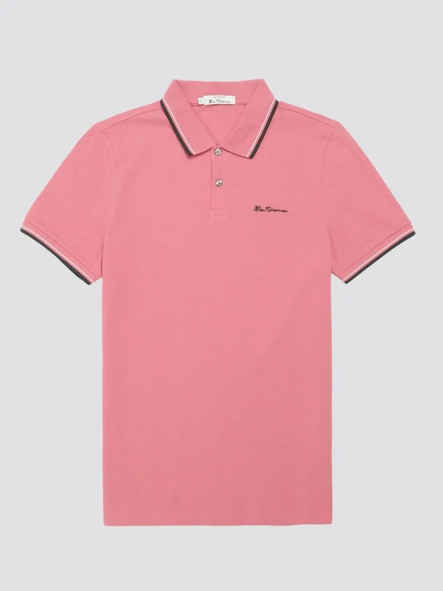 Ben Sherman New Dark Pink Casual Polo Shirt with Short Sleeves