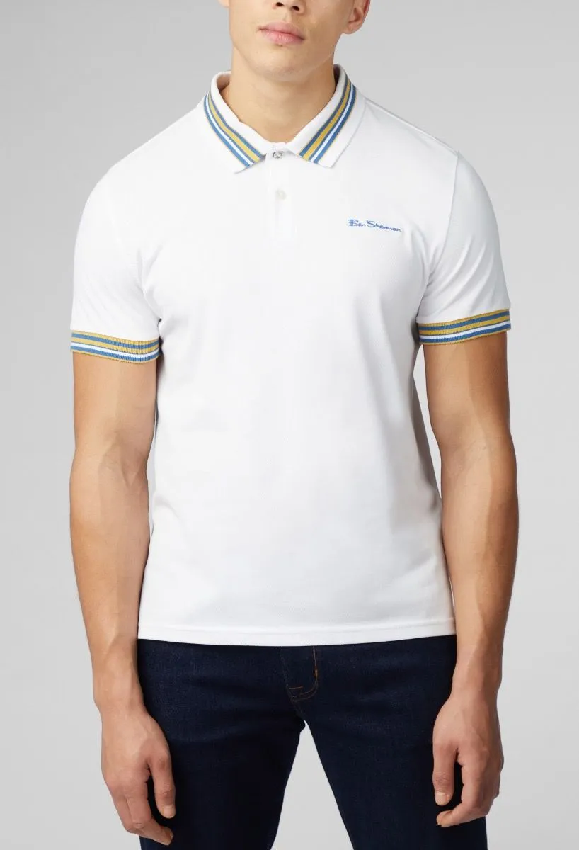 Ben Sherman House Collar Short Sleeve Polo Shirt in White