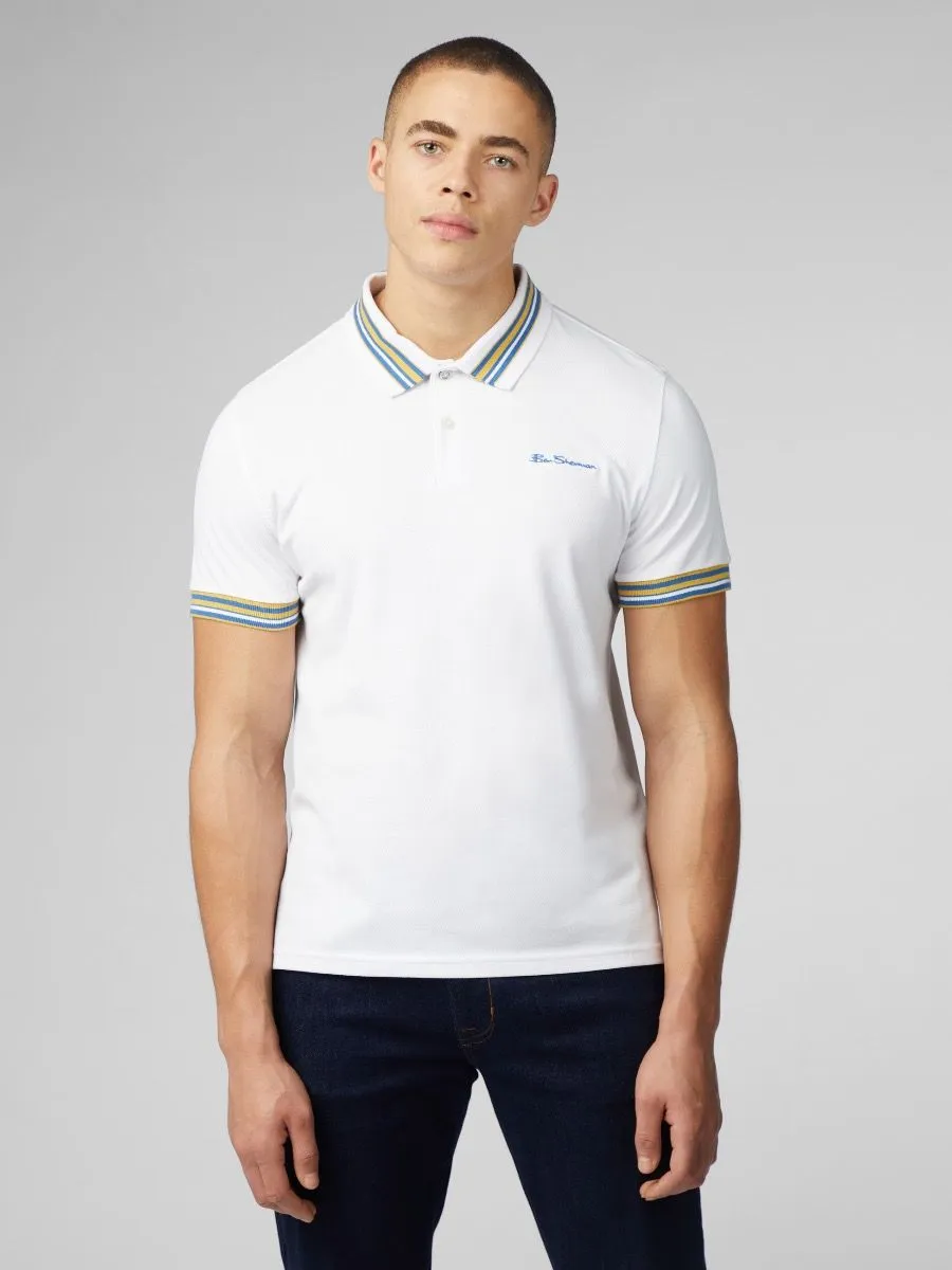 Ben Sherman House Collar Short Sleeve Polo Shirt in White