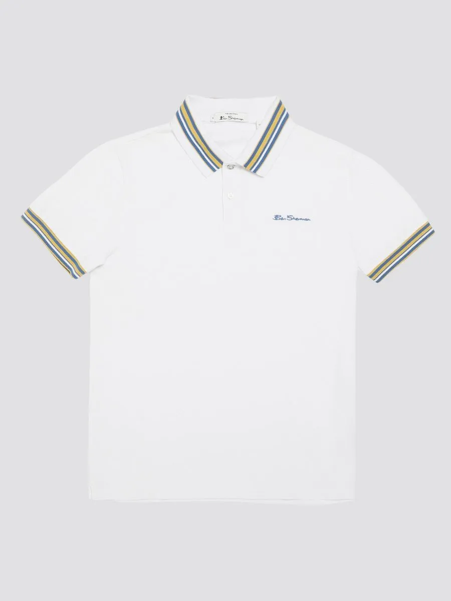 Ben Sherman House Collar Short Sleeve Polo Shirt in White