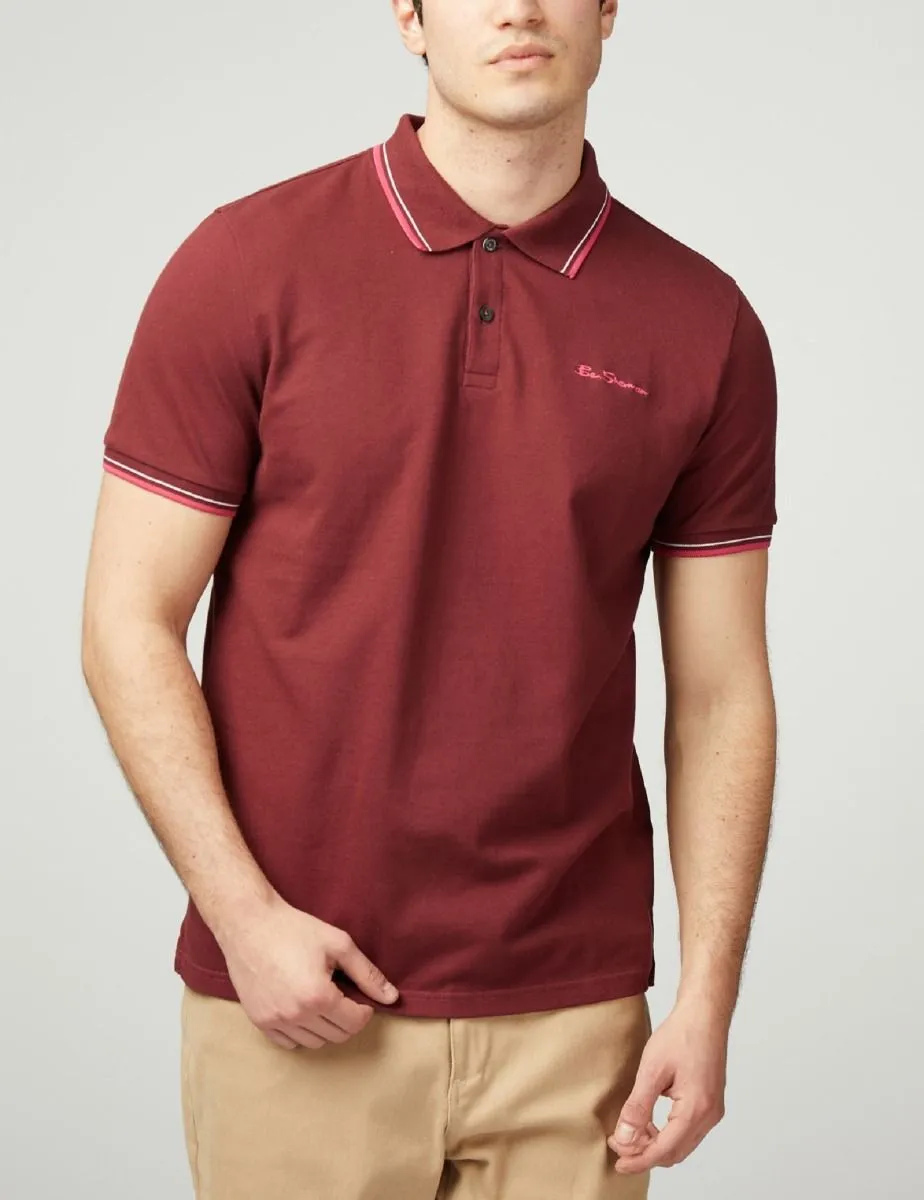 Wine Ben Sherman Pique Signature Polo Shirt