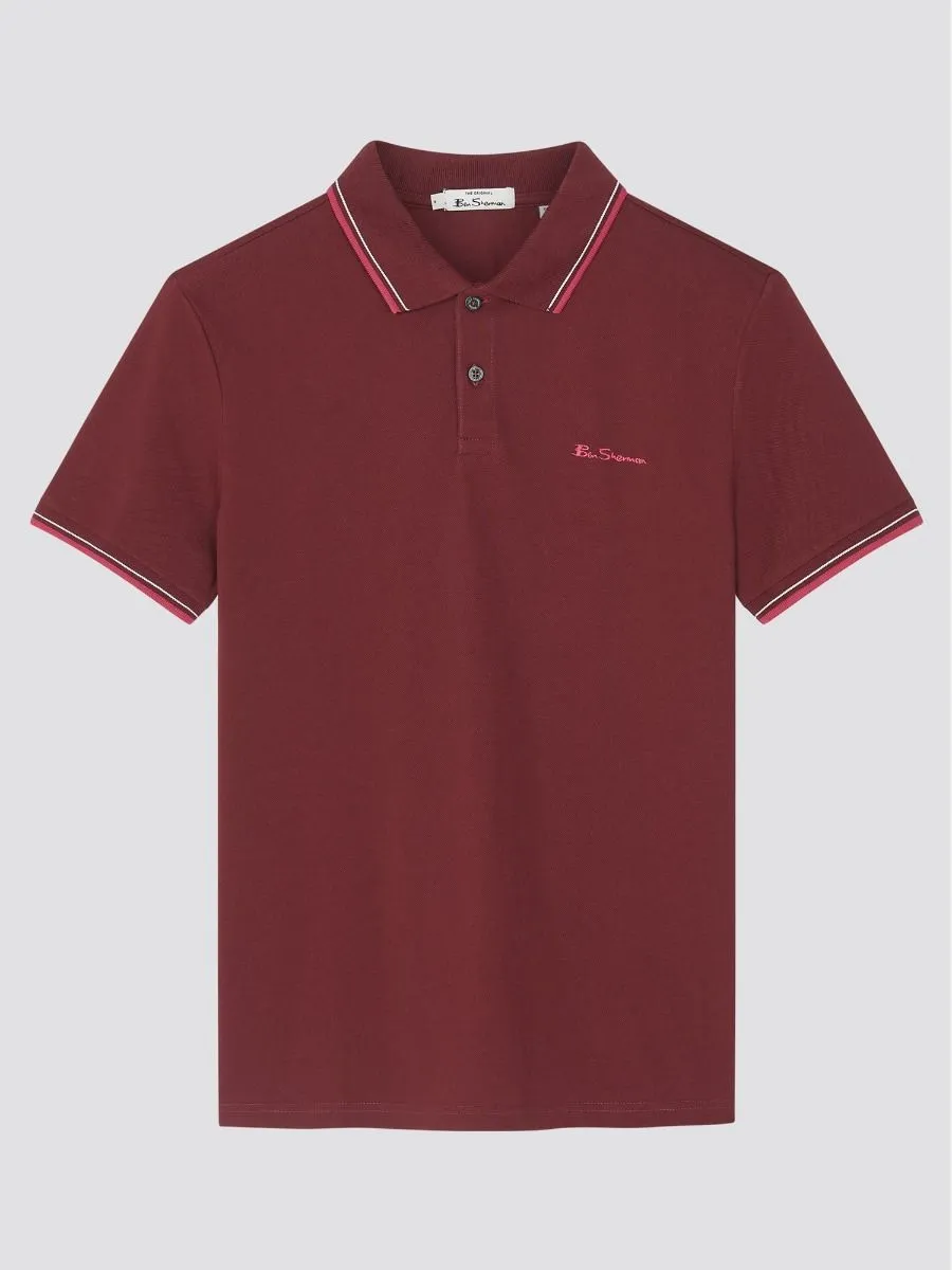 Wine Ben Sherman Pique Signature Polo Shirt