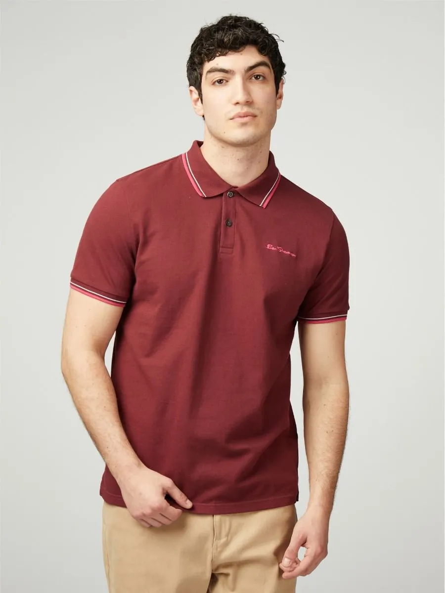 Wine Ben Sherman Pique Signature Polo Shirt