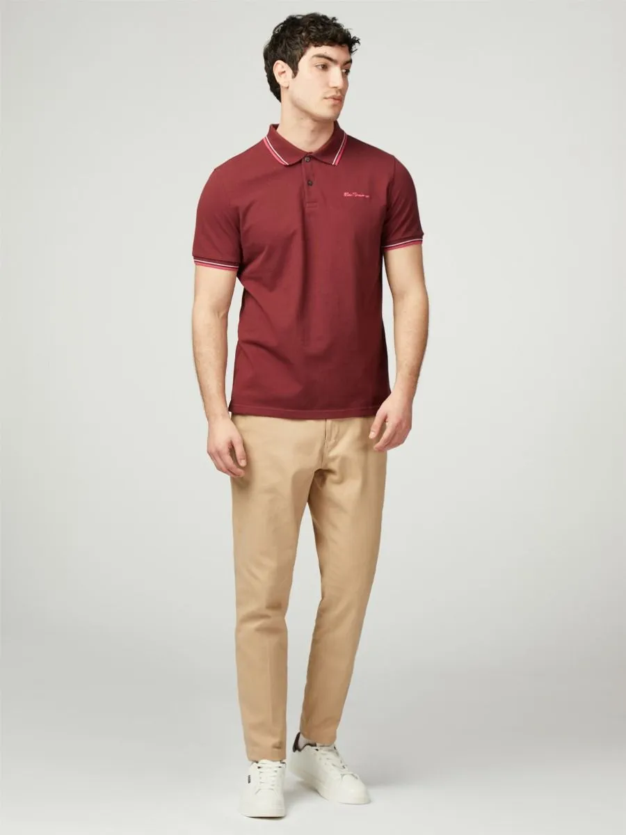 Wine Ben Sherman Pique Signature Polo Shirt