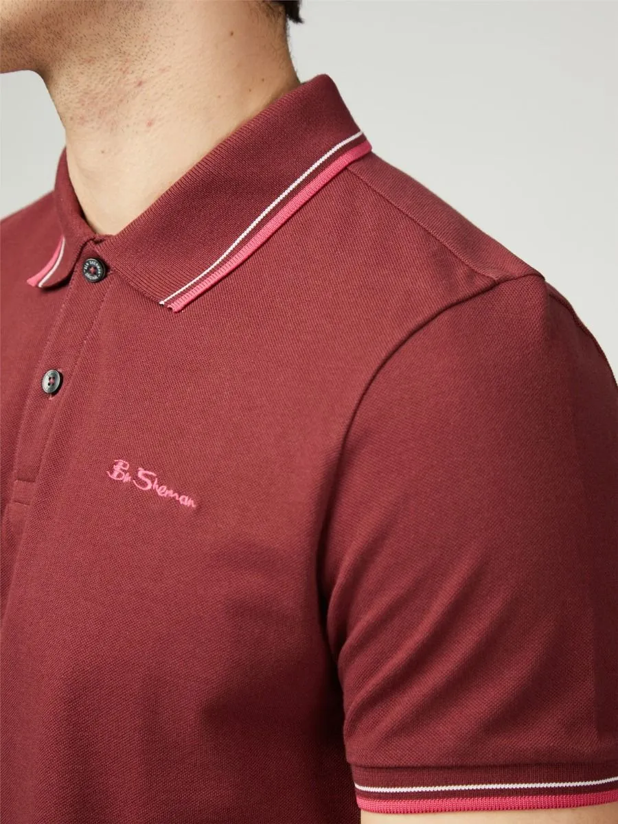 Wine Ben Sherman Pique Signature Polo Shirt