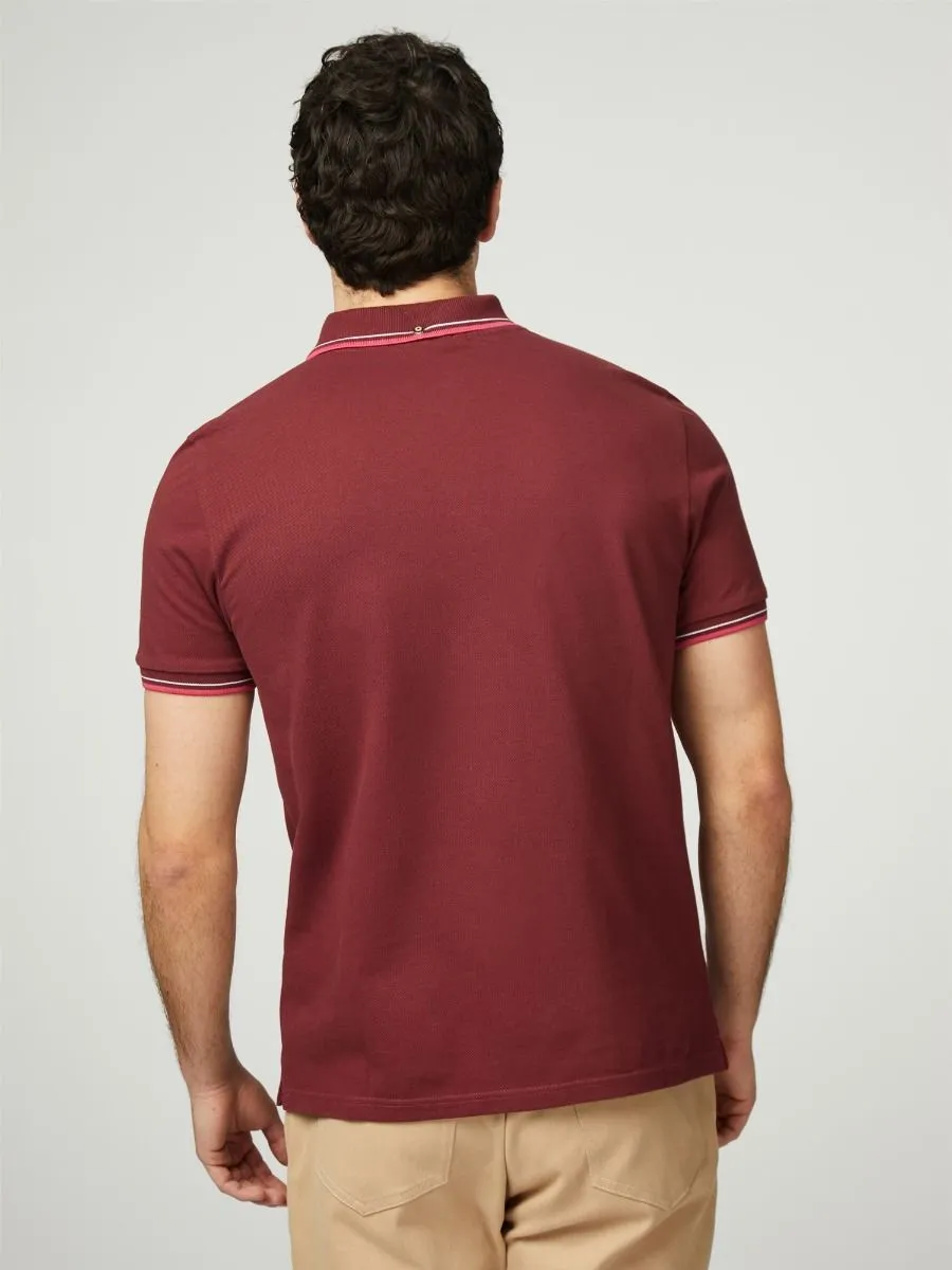 Wine Ben Sherman Pique Signature Polo Shirt