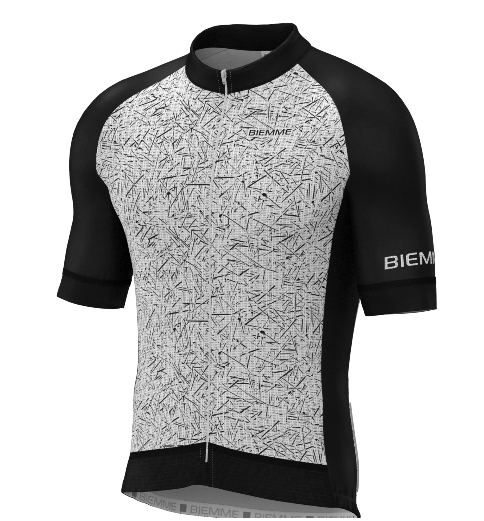 Biemme Sirio SS Cycling Jersey for Men - Black/White - XL Size - Made in Italy