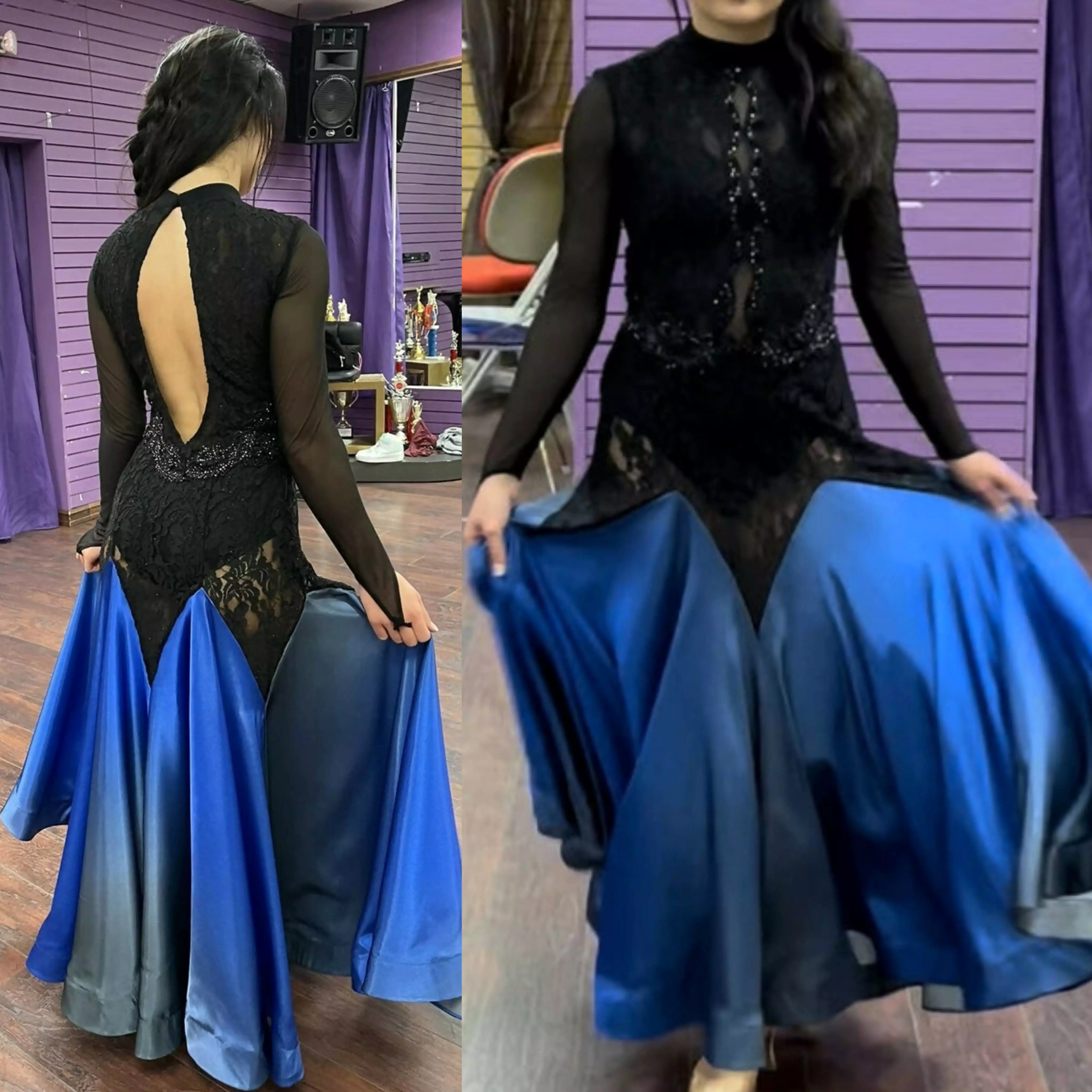 Black and Blue Ballroom Dress