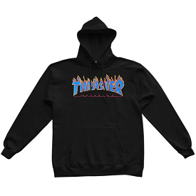 Black Blue Thrasher Flame Hooded Sweatshirt