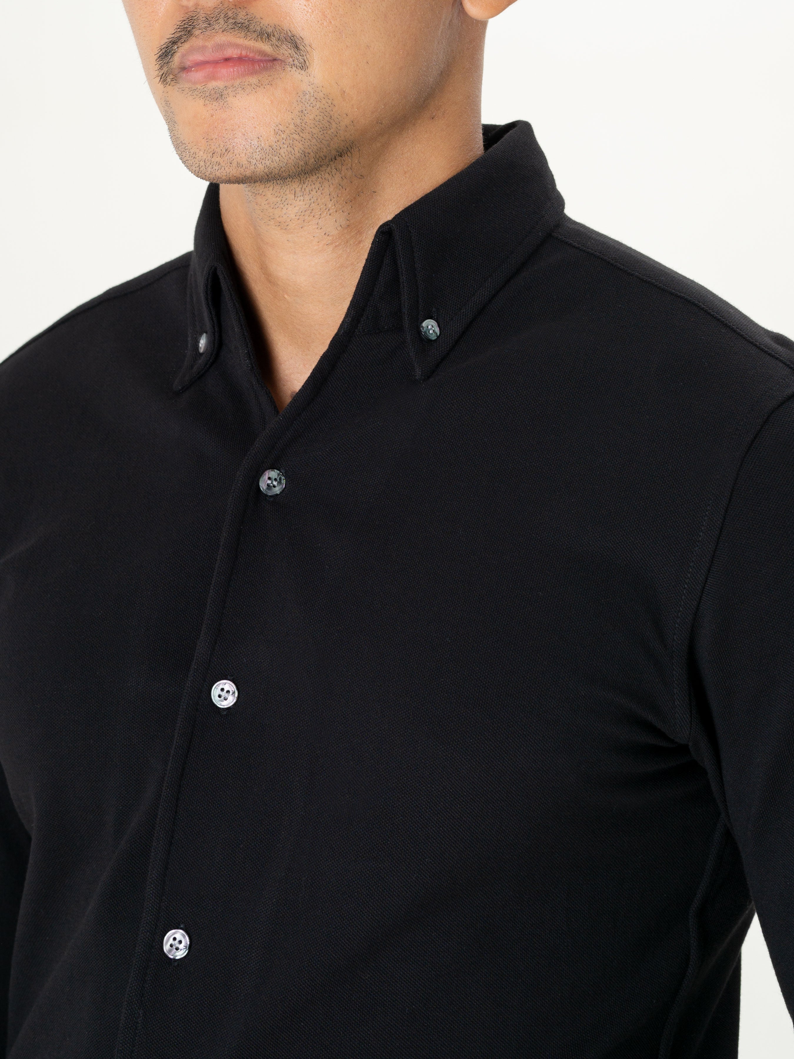 Black Button Down Polo Shirt