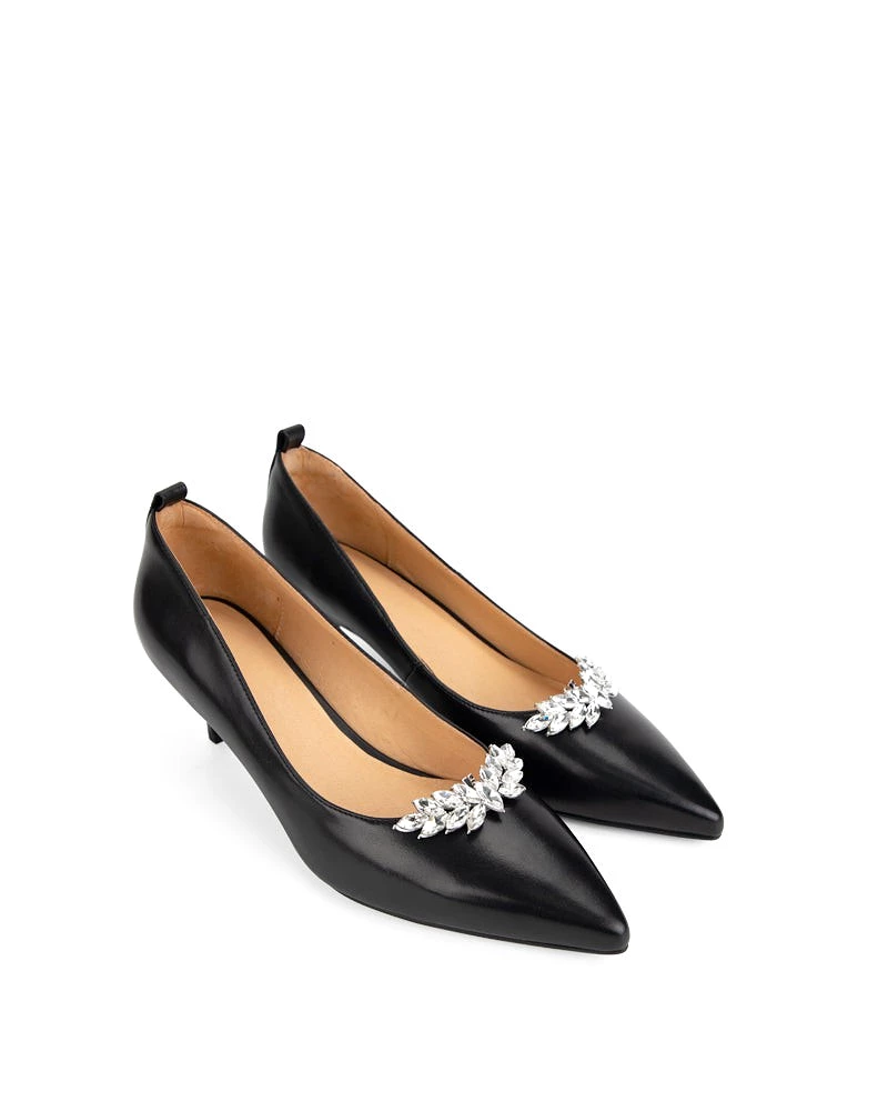 Black Classic Leather Mid Heel Pumps - Result: Stylish Black Leather Mid Heel Pumps