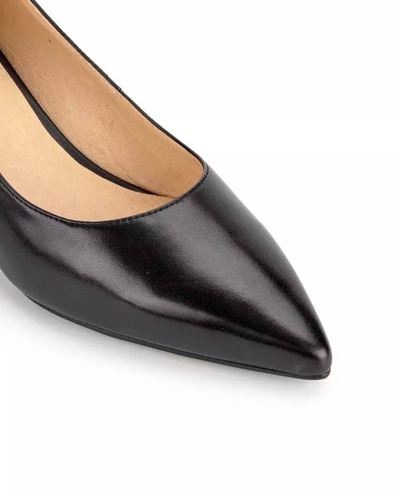 Black Classic Leather Mid Heel Pumps - Result: Stylish Black Leather Mid Heel Pumps